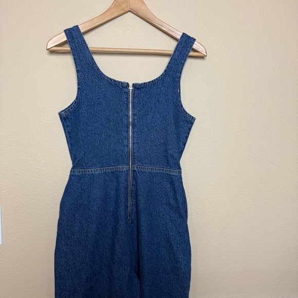Boohoo Square neck tapered Denim Jumpsuit- Size 6 - Picture 8 of 12